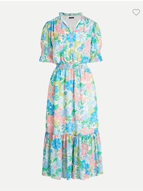 J. Crew Floral Midi Dress in Pastel Multicolor